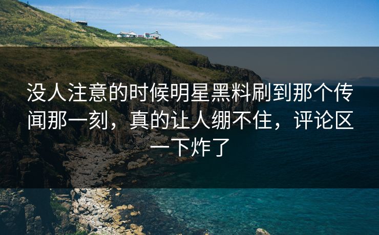 没人注意的时候明星黑料刷到那个传闻那一刻，真的让人绷不住，评论区一下炸了