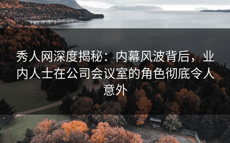 秀人网深度揭秘：内幕风波背后，业内人士在公司会议室的角色彻底令人意外