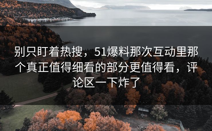 别只盯着热搜，51爆料那次互动里那个真正值得细看的部分更值得看，评论区一下炸了